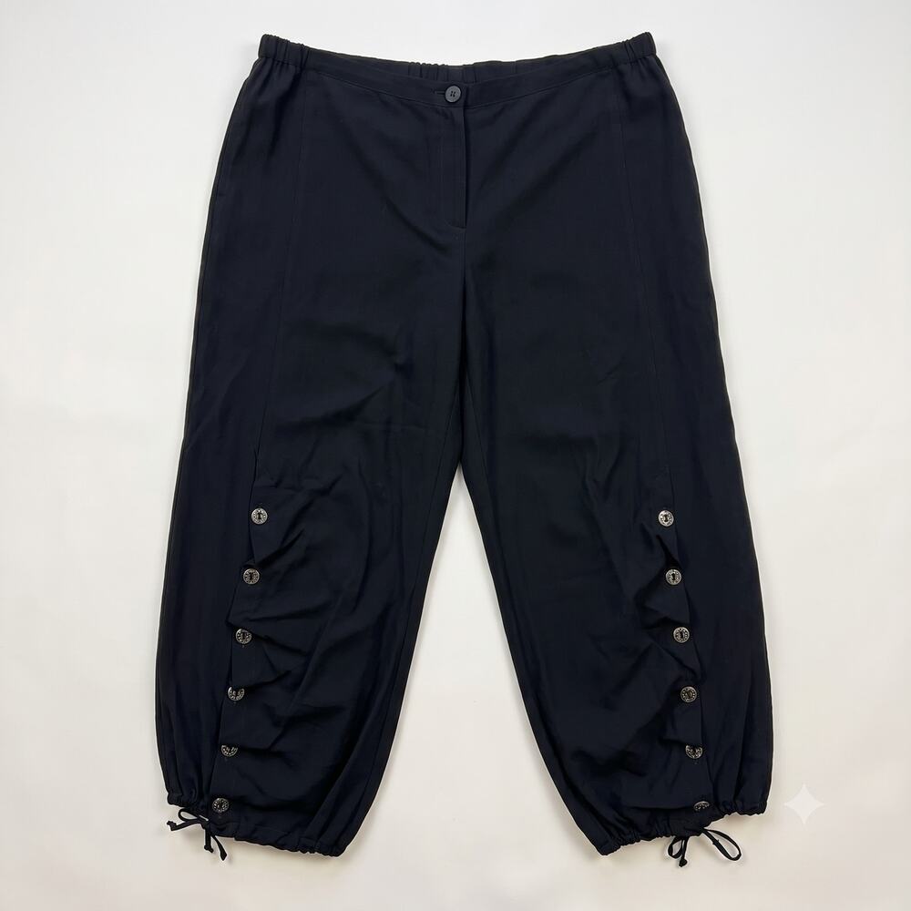 IC By Connie K Womens XL Lagenlook Artsy Avant Garde Ruched Harem Crop Pants